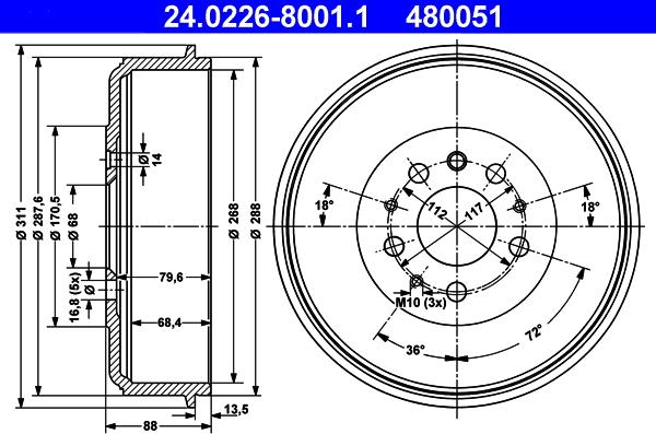 ATE 24.0226-8001.1 - Tamburo freno autozon.pro