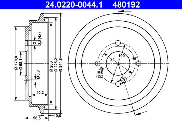 ATE 24.0220-0044.1 - Tamburo freno autozon.pro