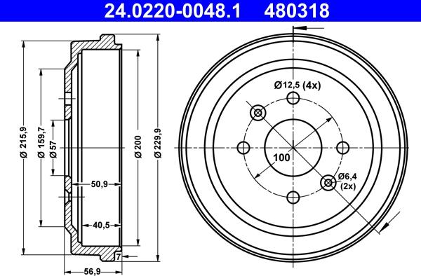 ATE 24.0220-0048.1 - Tamburo freno autozon.pro