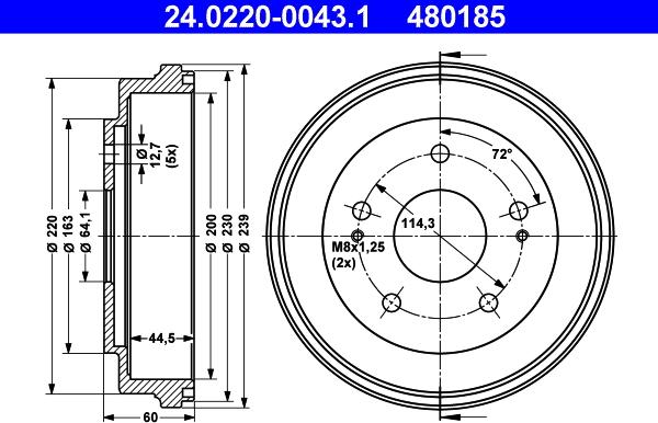 ATE 24.0220-0043.1 - Tamburo freno autozon.pro