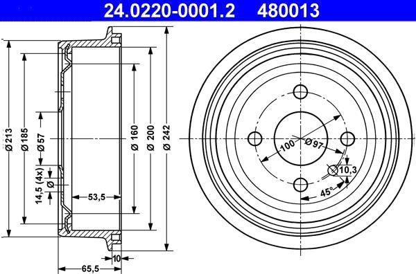 ATE 24.0220-0001.2 - Tamburo freno autozon.pro