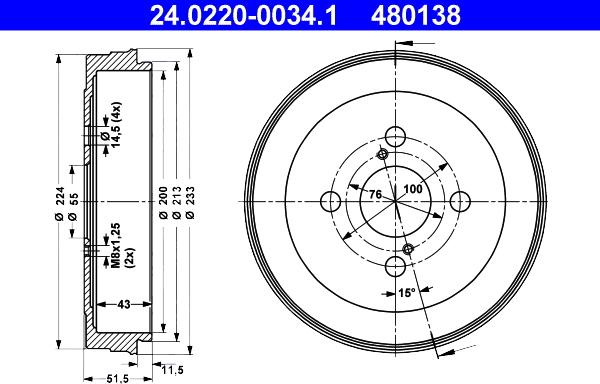 ATE 24.0220-0034.1 - Tamburo freno autozon.pro