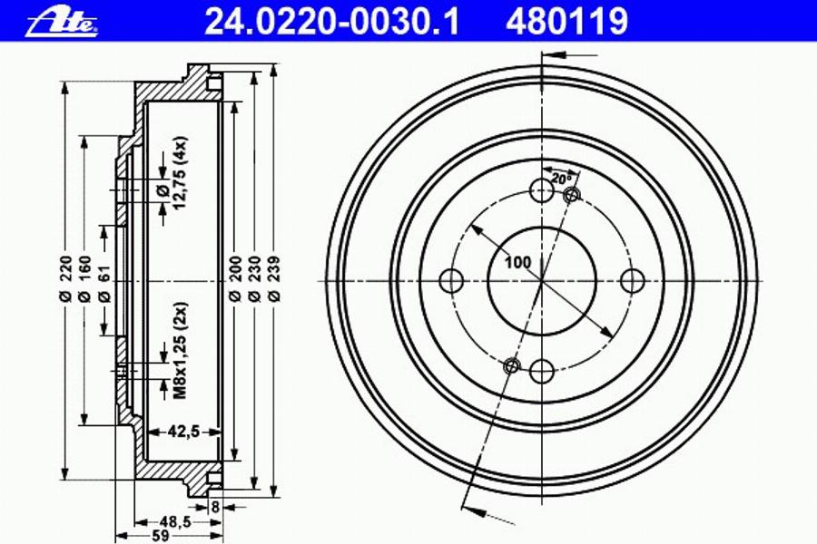 ATE 24 0220 0030 1 - Tamburo freno autozon.pro