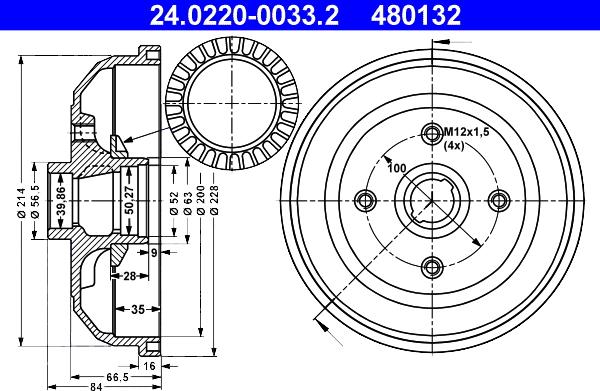 ATE 24.0220-0033.2 - Tamburo freno autozon.pro