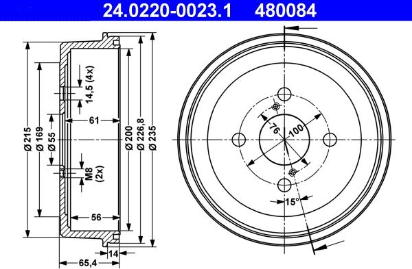 ATE 24.0220-0023.1 - Tamburo freno autozon.pro