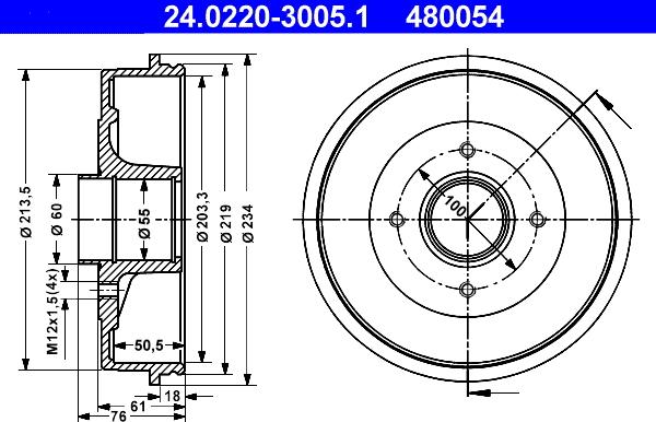 ATE 24.0220-3005.1 - Tamburo freno autozon.pro