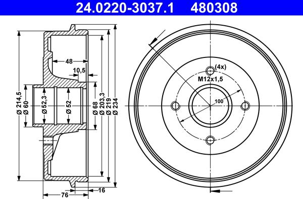 ATE 24.0220-3037.1 - Tamburo freno autozon.pro