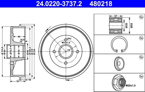 ATE 24.0220-3737.2 - Tamburo freno autozon.pro