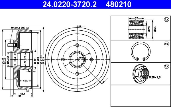 ATE 24.0220-3720.2 - Tamburo freno autozon.pro