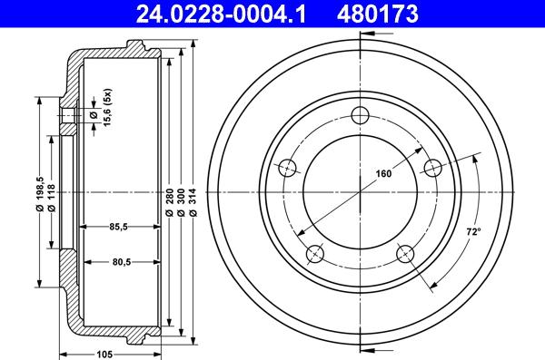 ATE 24.0228-0004.1 - Tamburo freno autozon.pro