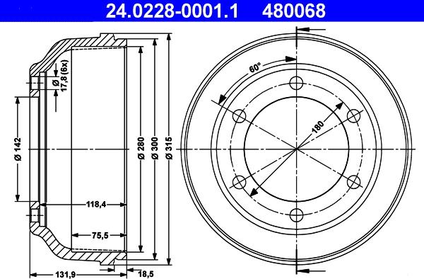 ATE 24.0228-0001.1 - Tamburo freno autozon.pro