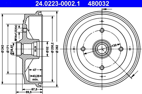 ATE 24.0223-0002.1 - Tamburo freno autozon.pro