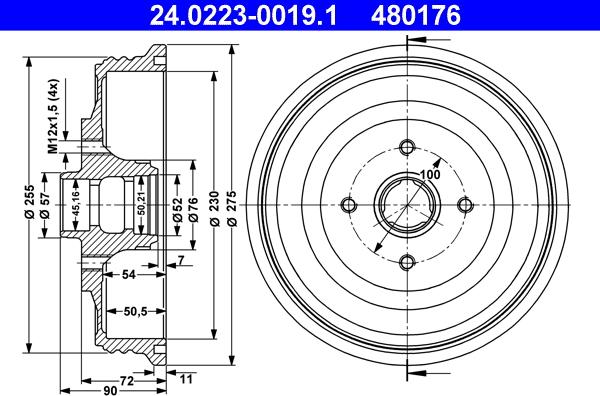 ATE 24.0223-0019.1 - Tamburo freno autozon.pro