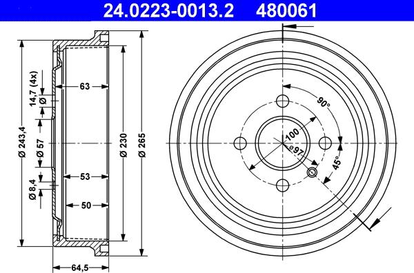 ATE 24.0223-0013.2 - Tamburo freno autozon.pro