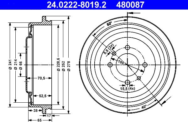 ATE 24.0222-8019.2 - Tamburo freno autozon.pro