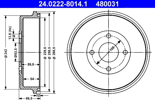 ATE 24.0222-8014.1 - Tamburo freno autozon.pro