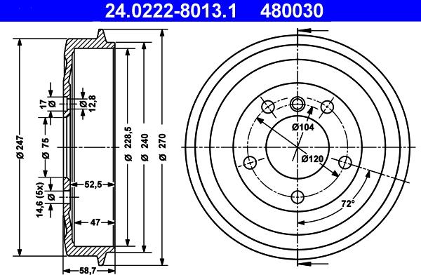 ATE 24.0222-8013.1 - Tamburo freno autozon.pro