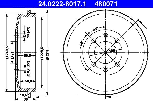 ATE 24.0222-8017.1 - Tamburo freno autozon.pro