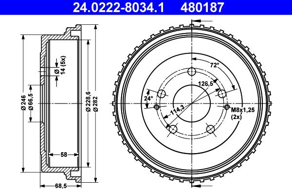 ATE 24.0222-8034.1 - Tamburo freno autozon.pro