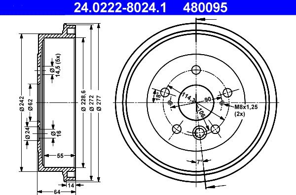 ATE 24.0222-8024.1 - Tamburo freno autozon.pro