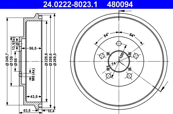 ATE 24.0222-8023.1 - Tamburo freno autozon.pro