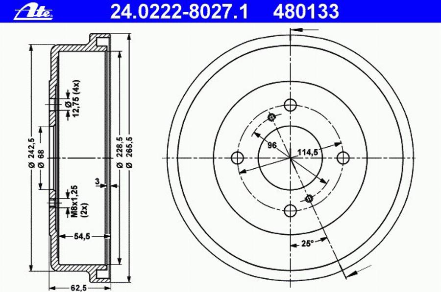 ATE 24022280271 - Tamburo freno autozon.pro