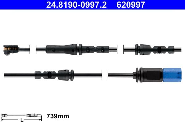 ATE 24.8190-0997.2 - Contatto segnalazione, Usura past. freno / mat. d'attrito autozon.pro