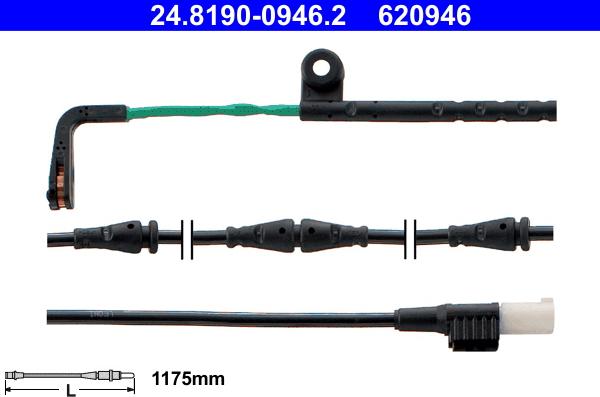 ATE 24.8190-0946.2 - Contatto segnalazione, Usura past. freno / mat. d'attrito autozon.pro