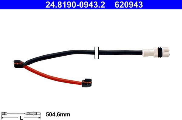 ATE 24.8190-0943.2 - Contatto segnalazione, Usura past. freno / mat. d'attrito autozon.pro
