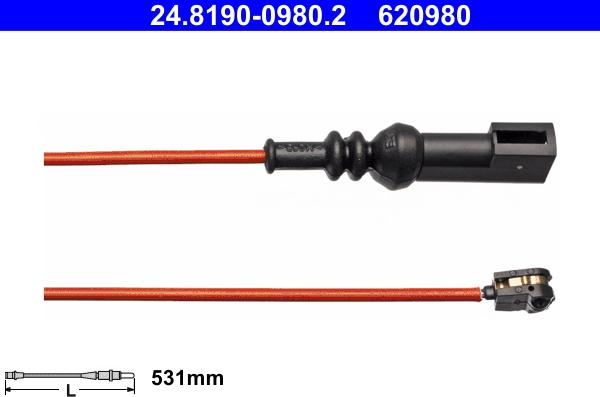 ATE 24.8190-0980.2 - Contatto segnalazione, Usura past. freno / mat. d'attrito autozon.pro