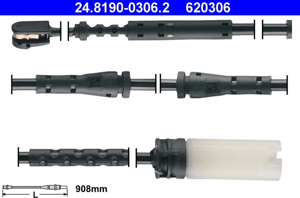 ATE 24.8190-0306.2 - Contatto segnalazione, Usura past. freno / mat. d'attrito autozon.pro