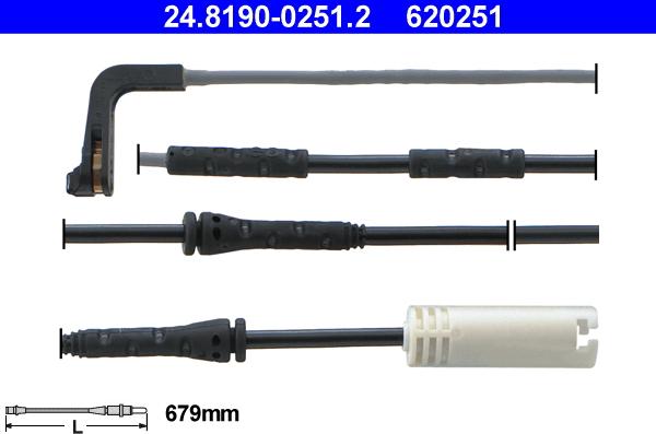 ATE 24.8190-0251.2 - Contatto segnalazione, Usura past. freno / mat. d'attrito autozon.pro