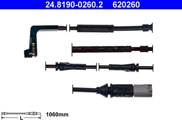 ATE 24.8190-0260.2 - Contatto segnalazione, Usura past. freno / mat. d'attrito autozon.pro