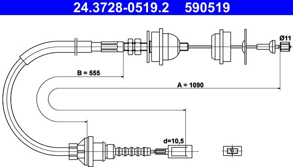 ATE 24.3728-0519.2 - Cavo comando, Comando frizione autozon.pro