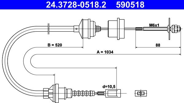 ATE 24.3728-0518.2 - Cavo comando, Comando frizione autozon.pro