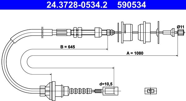 ATE 24.3728-0534.2 - Cavo comando, Comando frizione autozon.pro