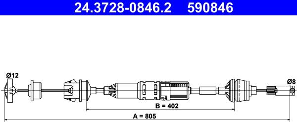 ATE 24.3728-0846.2 - Cavo comando, Comando frizione autozon.pro