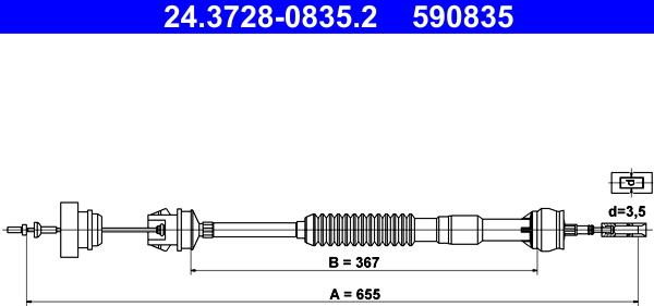 ATE 24.3728-0835.2 - Cavo comando, Comando frizione autozon.pro