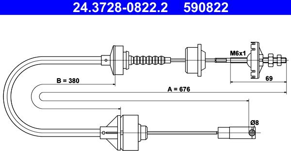 ATE 24.3728-0822.2 - Cavo comando, Comando frizione autozon.pro