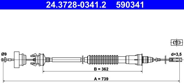 ATE 24.3728-0341.2 - Cavo comando, Comando frizione autozon.pro