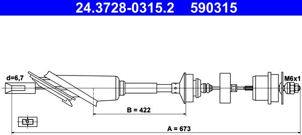 ATE 24.3728-0315.2 - Cavo comando, Comando frizione autozon.pro