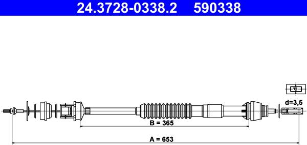 ATE 24.3728-0338.2 - Cavo comando, Comando frizione autozon.pro