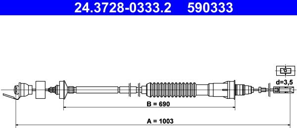 ATE 24.3728-0333.2 - Cavo comando, Comando frizione autozon.pro