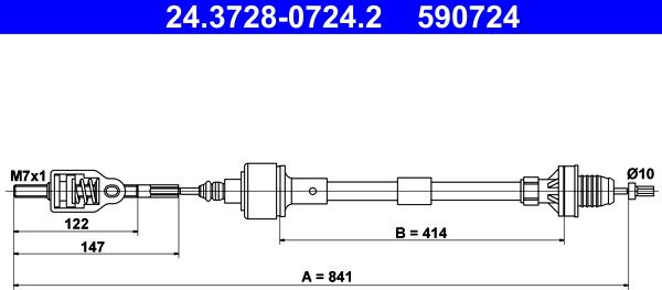 ATE 24.3728-0724.2 - Cavo comando, Comando frizione autozon.pro