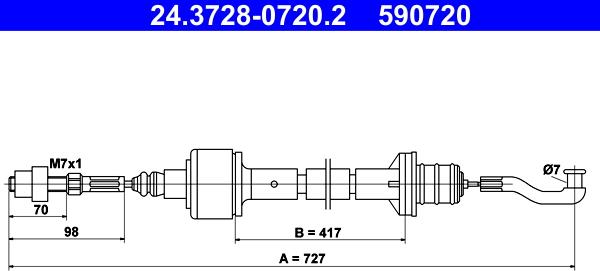 ATE 24.3728-0720.2 - Cavo comando, Comando frizione autozon.pro