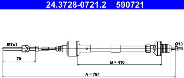 ATE 24.3728-0721.2 - Cavo comando, Comando frizione autozon.pro