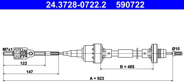 ATE 24.3728-0722.2 - Cavo comando, Comando frizione autozon.pro