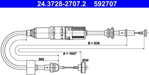 ATE 24.3728-2707.2 - Cavo comando, Comando frizione autozon.pro