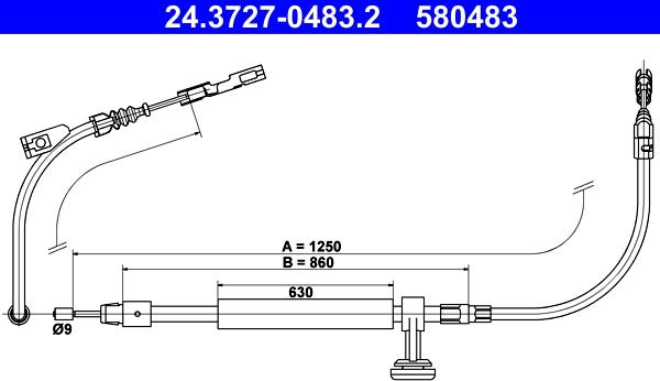 ATE 24.3727-0483.2 - Cavo comando, Freno stazionamento autozon.pro