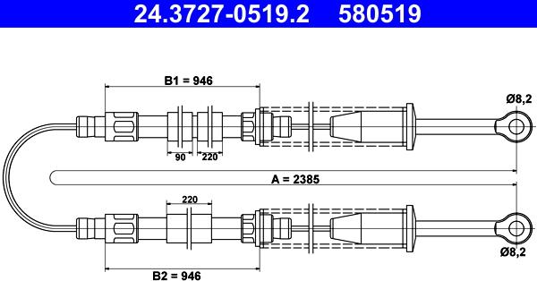 ATE 24.3727-0519.2 - Cavo comando, Freno stazionamento autozon.pro